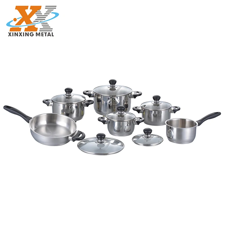 Hot Sale 12Pcs Stainless Steel Cooking Pan Sets Non Stick Cookware Sets With Bakelite Handle manufacture