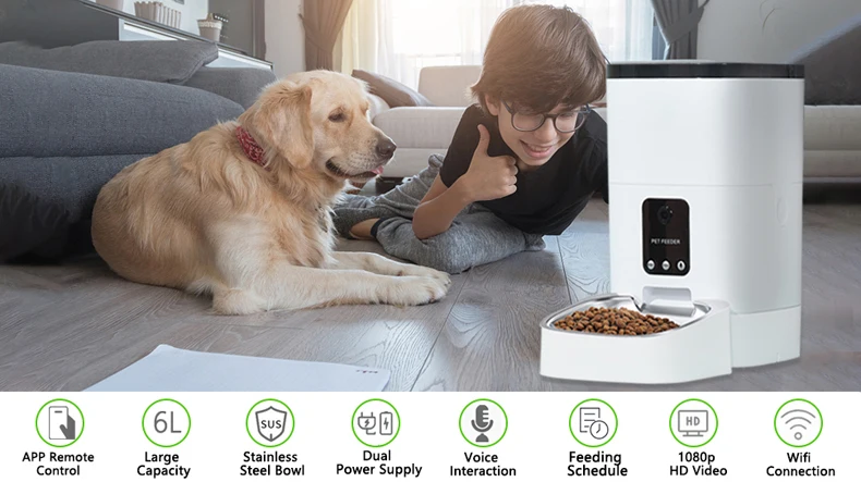 Tuya Smart Durable Pet Feeders Dog Cat Food Dispenser Wifi Camera Smart ...