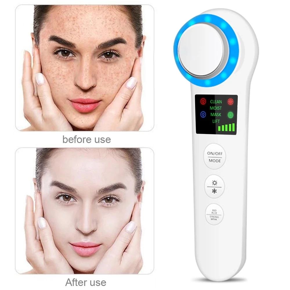 Multifunctional Led Light Facial Beauty Care Face Massage Hot And Cool ...