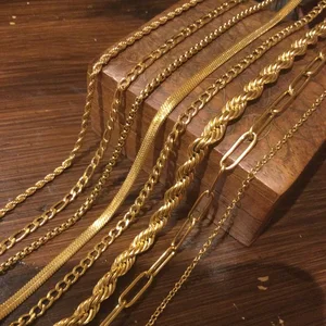 Best Selling Jewelry Gold  Necklace Chain for Man Women 10mm 8mm 7mm 5mm Thick Rope Chain Gold Filled Chain