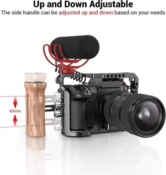 SMALLRIG Side Wooden Handle Grip for DSLR Camera Cage W/Cold Shoe Mount Threaded Holes Direction Changeable - 2093 detail image
