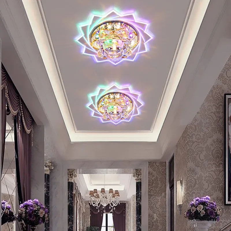 Modern Crystal LED Ceiling Light Fixture Aisle Hallway Pendant Lamp Chandelier