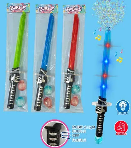 Electric LED Flashing Light Bubble Magic Wand Toy With Two Bubble Water Music Light up Bubble Sword