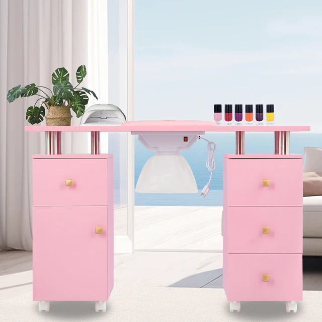 Pink Item Beauty Salon Furniture Manicure Table Cheap For Nail Spa