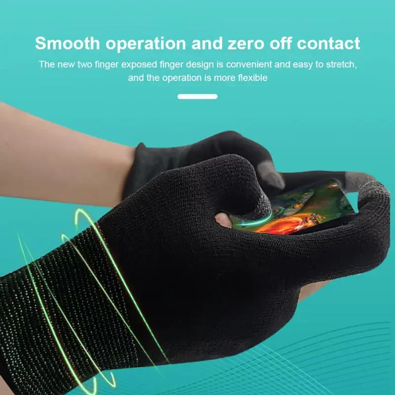 2023 Two-finger Gaming Finger Sleeves Mobile Game Gloves Sweat-proof Touch Screen Finger aperçu 3