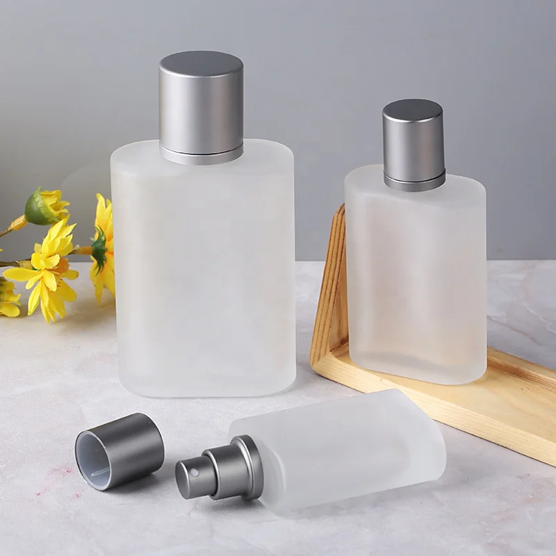 High Quality 30ml 50ml 100ml Luxury Perfume Empty Bottle Frosted Spray Pump Refillable Glass Bottle With Screw Cap