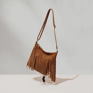 Luxury Custom 100% High Silk Dull Polish Skin Tassel Smooth Leather Lady Shoulder Handbags  for Women