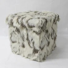 HStex 2020 New Faux Fur Collapsible Folding Storage Fabric Puff Ottoman Cushion Shoes Changing Stool