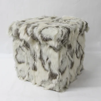 HStex 2020 New Faux Fur Collapsible Folding Storage Fabric Puff Ottoman Cushion Shoes Changing Stool