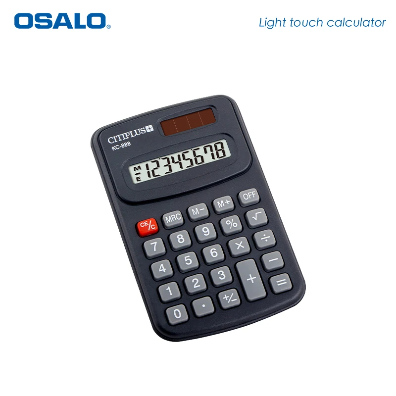 Электронный калькулятор, мини-калькулятор на солнечной батарее, оптовая продажа, канцелярский калькулятор kc 888 для детей