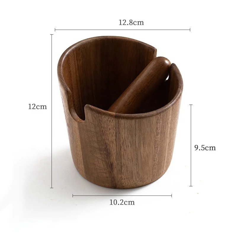 Custom logo Coffee Accessories Wood Knock Box Waste Bucket Bar Espresso Grounds Barista