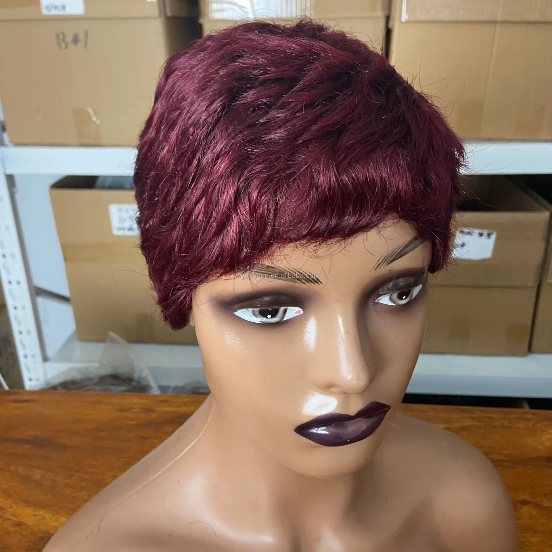 Elsa Mono Human Hair Pixie Wig #4 Dark Brown 100% Chinese HH Original Condition Amazon.com : YKHJH Pixie Cut Wig Human Hair Chocolate Brown  main image 2