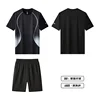 KJW6805 - ชุดเสื้อยืดวิ่งสีดำและเทา
