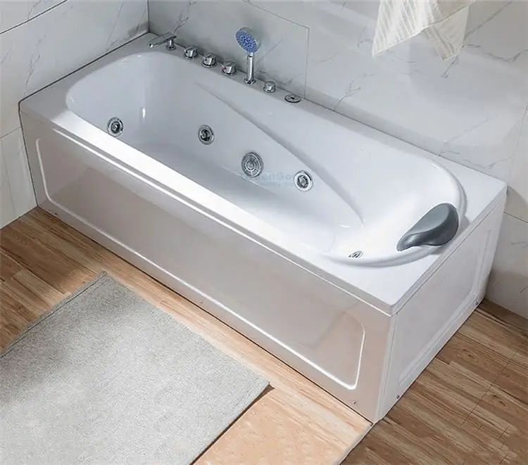 Japan Home Sex Hot Spa 120x70 Acrylic Rectangle Bathtub with Combo Massage Freestanding Modern Design for Hotel Villa Indoor Use