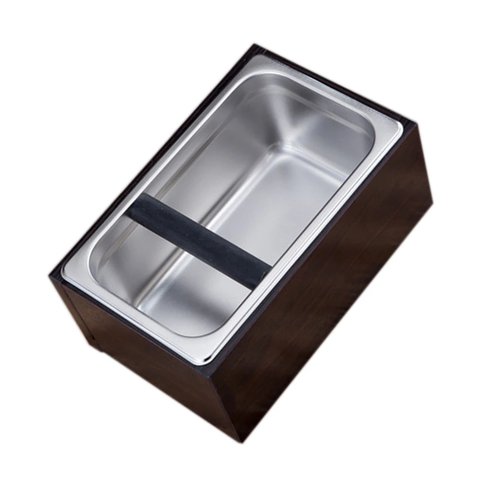 1pc S/L Stainless Steel Coffee Grounds Knock Out Box Espresso Waste Bin Holder 