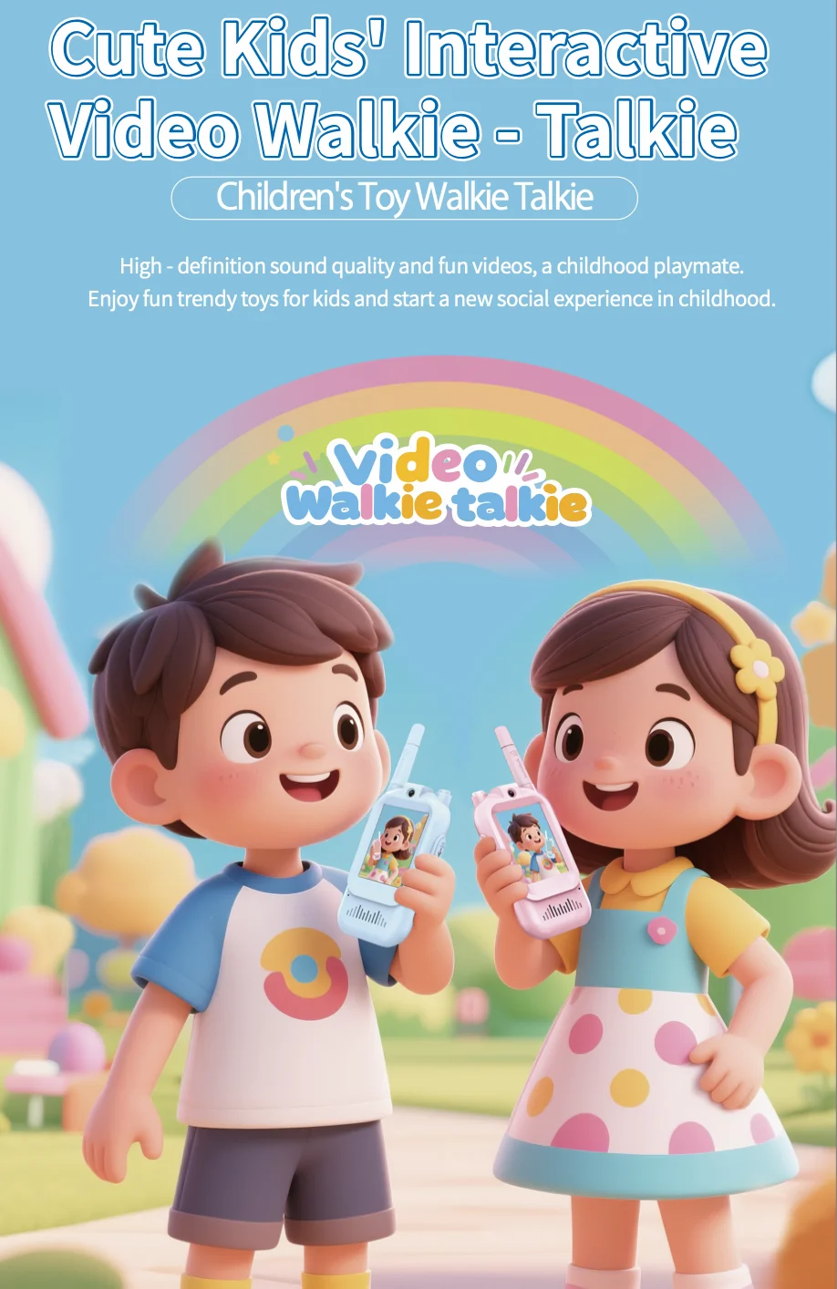 2inch Kids Video Walkie-Talkie 2-Way 1500FT Range Cool Voice Effects for 3 to 12 Years Old for Christmas Birthday Outdoor