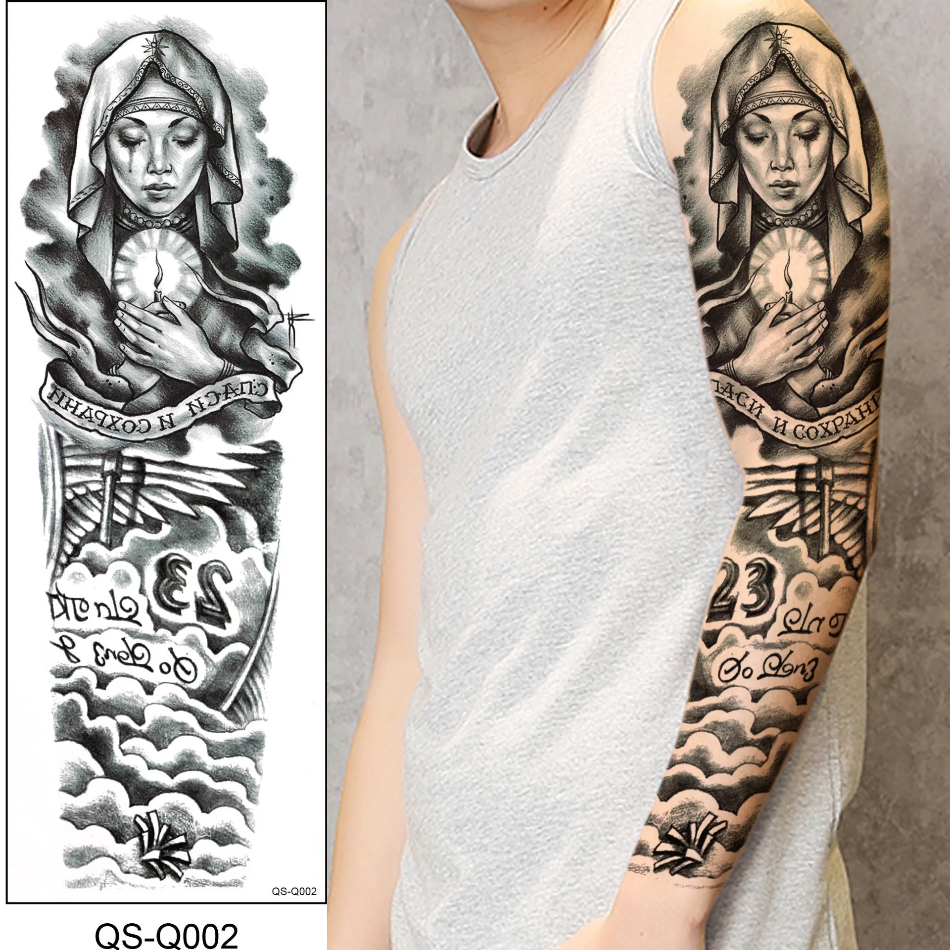 Wholesale VRIUA 48cmx17cm Arm Sleeve Tattoo Sketch Angel Waterproof Temporary Crying Woman Tattoo Sticker Wild Men Full Bird Totem Tattoo From m.alibaba.com