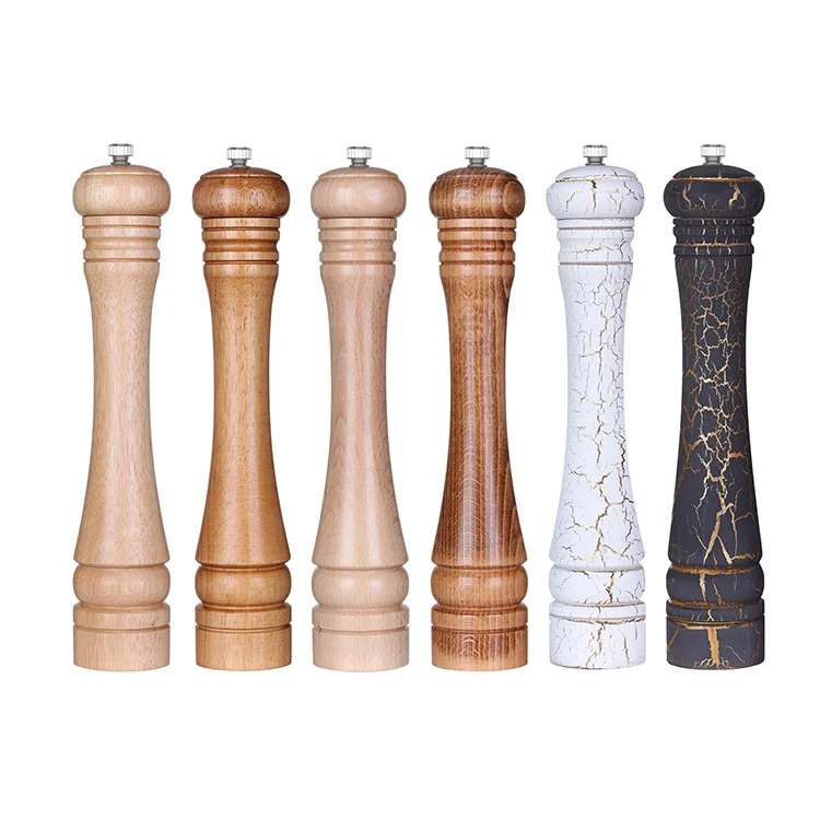8'' Classic Wood Mill Series Adjustment Rubber Wood Salt Pepper Grinder