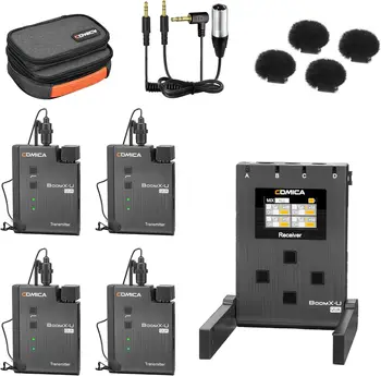 Comica UHF Wireless Lavalier Microphone, BoomX-U2 Qua  for Camera Smartphone Camcorder, for Movies Interview Conference
