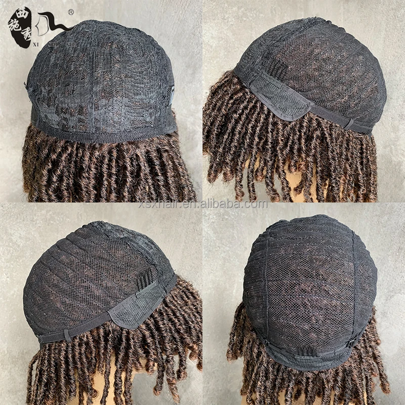 Short Braided Wig for Man Afro Curl Crochet Twist Hair Dreadlocks Wig Natural Synthetic Wig Layered Breathable Faux Locs Braids