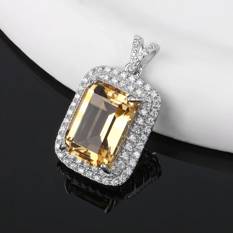 S925 Sterling Silver Citrine Pendant Vintage Gemstone