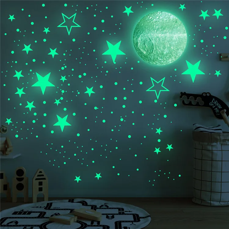 Luminous Wall Stickers Glow In Dark Stars Stickers Rooms - Temu
