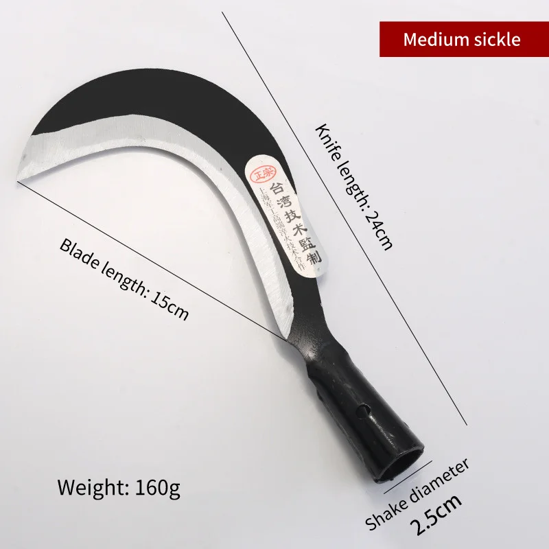 Rice Harvester Long Handle Grain Weeding Sickle Wholesale Grass Sickle Agricultural Wood Handle Sickle