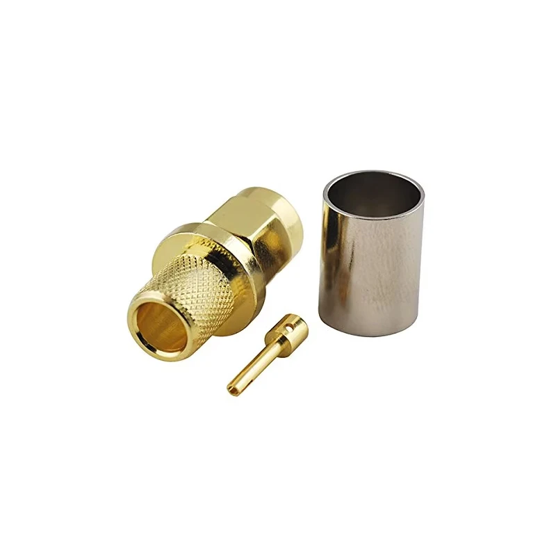 RP-SMA Plug Male with Female Basket in RF Connector for RG6 Coaxial Cable