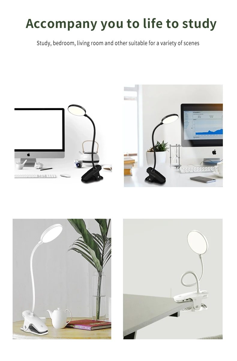 Cold light minimalist led reading desk lamp bedroom desk lamp desktop study creative clip small table lamp