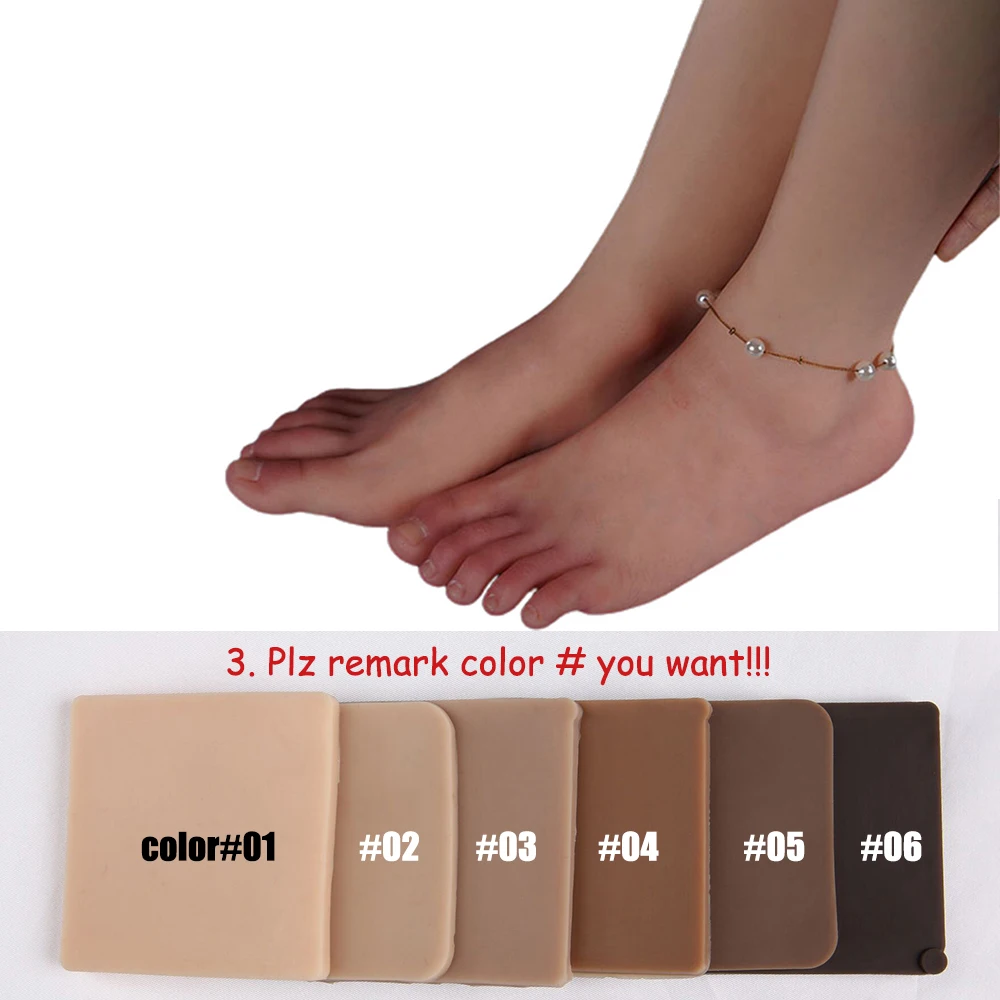 URCHOICE Silicone Skeleton Feet Model Realistic Artificial Woman Man Prostheses for Foot Fetish Manicure Breast Form Targeted