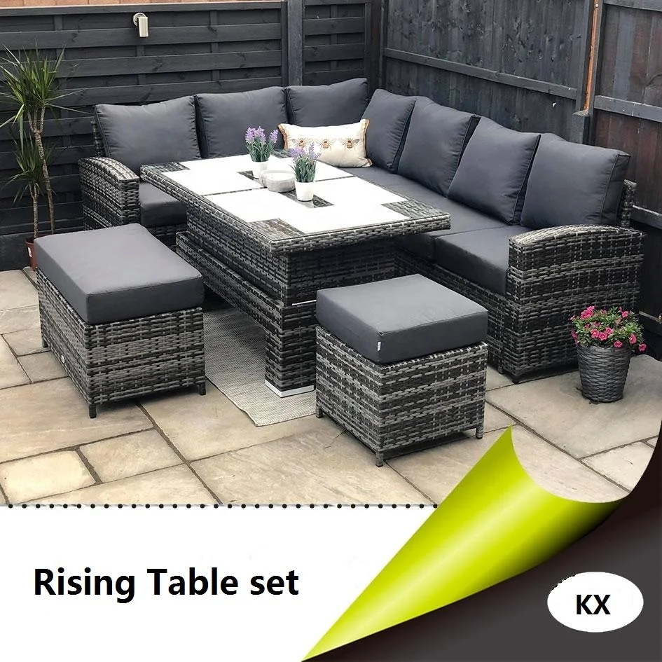 outdoor corner sofa with rising table