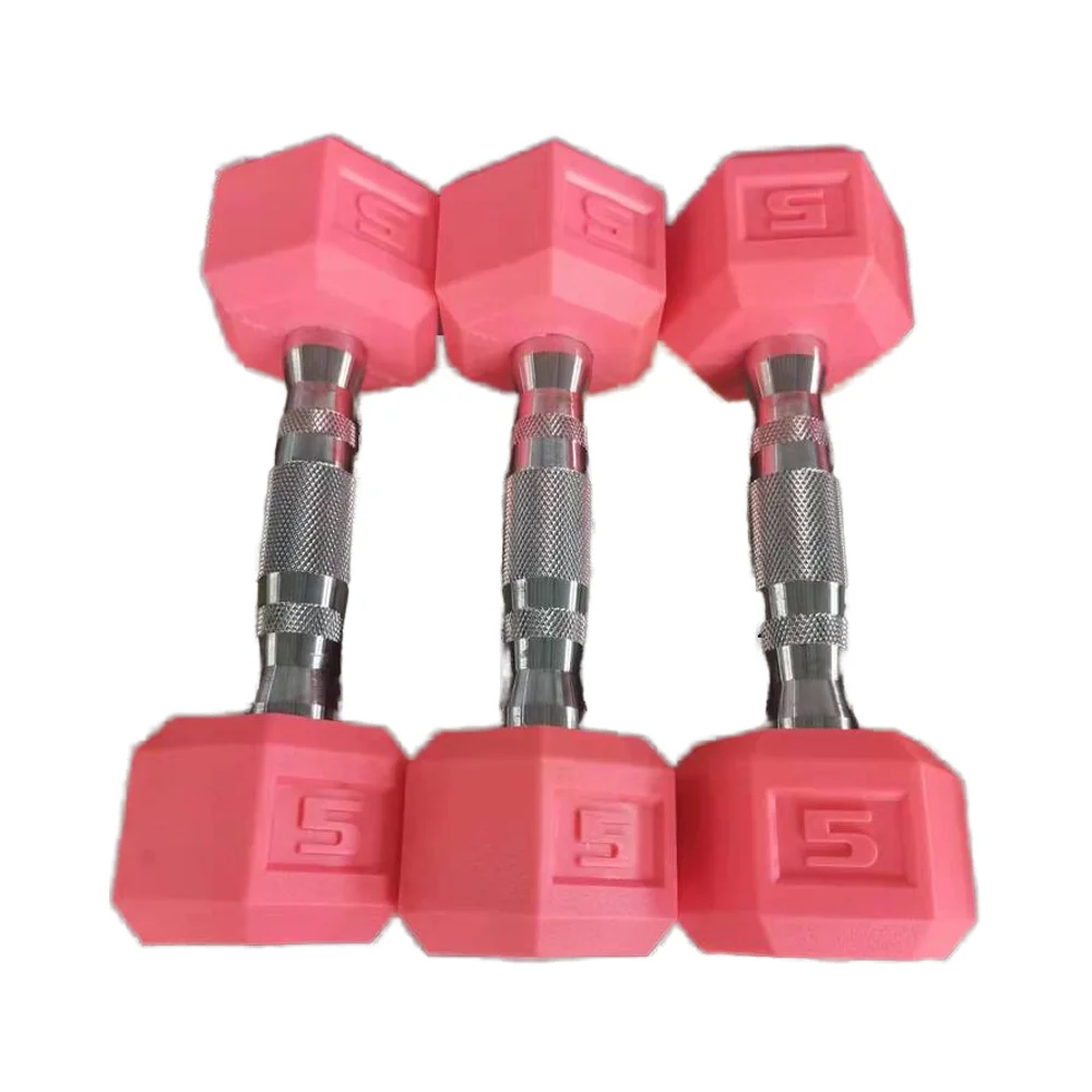 Custom Logo Home Gym Dumbbells Set Cast Iron Free Weights for Weight Lifting Rubber Hex Dumbbells for Gym Fitness Exercise