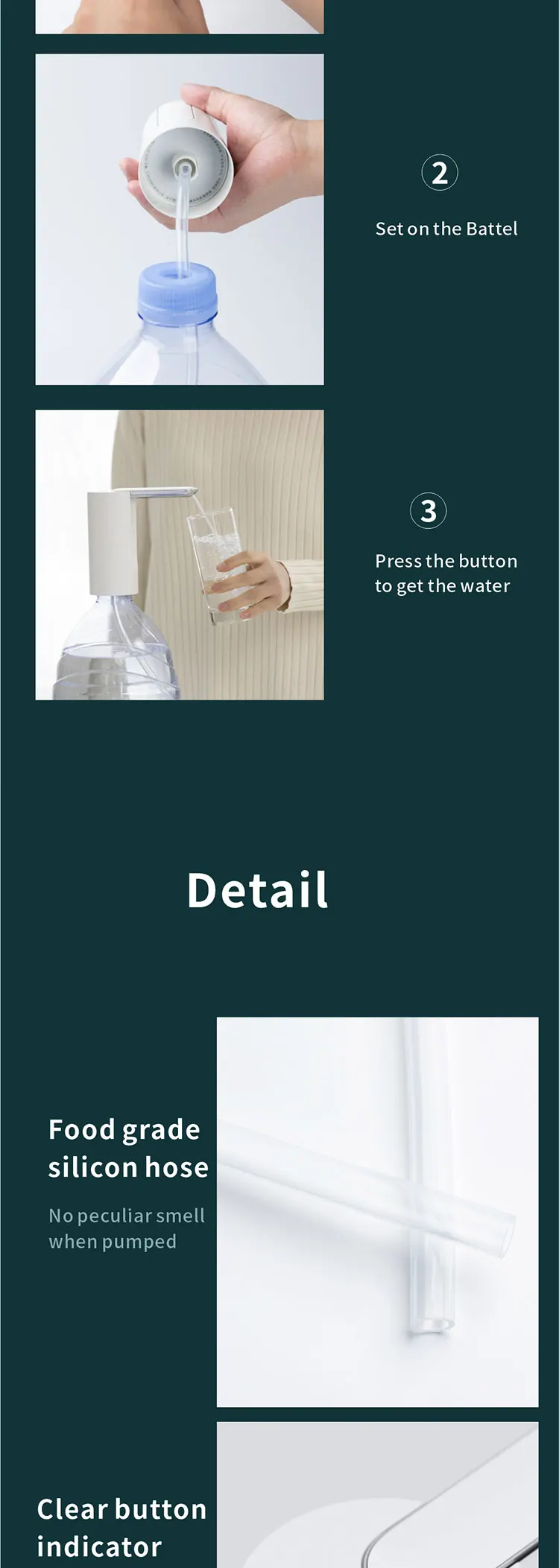 Portable Automatic Electric Rechargeable Mini Pump Drinking Water Dispenser
