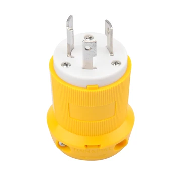 NEMA L5-30P 30 Amp125 Volt Locking Male Plug ETL Listed Yellow Industrial Grade Plug