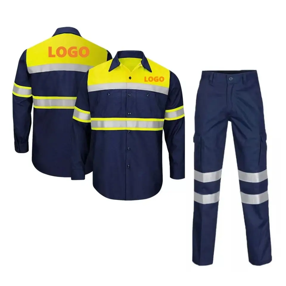 Men Construction Hi Vis Safety Work Wear Reflective Long Sleeve Work ...