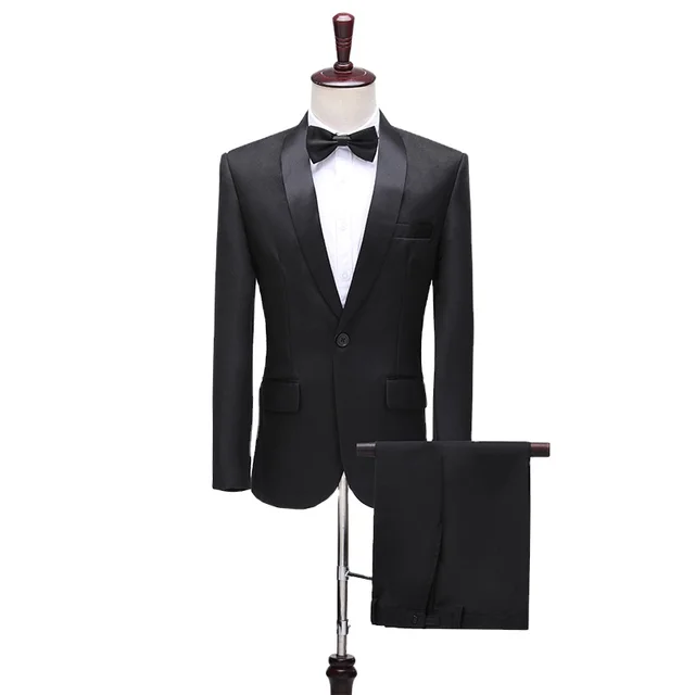 2024 Costume promotional Men's Dress Tuxedo Suit Performance Suit Magician Stage 2 piece Conductor Clothing Singer Black White s