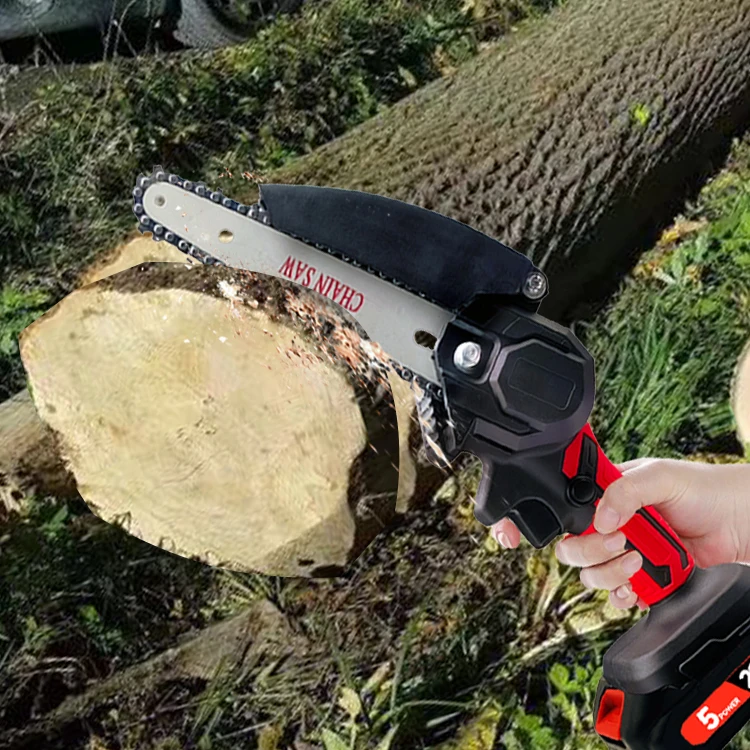 Портативная беспроводная цепная пила, 6 дюймов, 21 в, с литиевым аккумулятором, электрические ножницы для обрезки двора