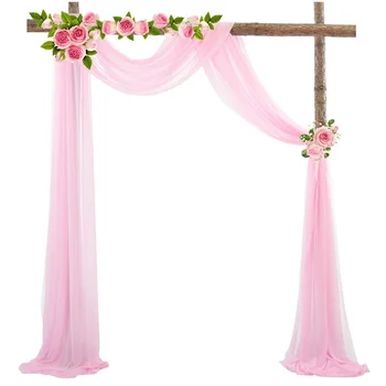 11 Yard Wedding Arch Drape Light Pink Sheer Tulle Backdrop Curtain Wedding Ceremony Baby Shower Party Decor