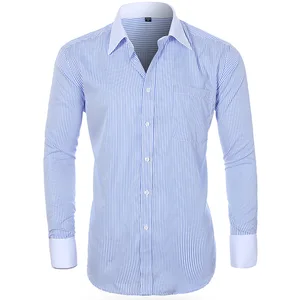 Casual Business Men's Long-Sleeved Slim Shirt for Spring/Summer Plus Size French Cuff with Anti-Wrinkle Twill Fabric