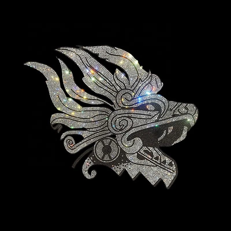 Dragon Rhinestone Transfers Heat Press Stickers Sheet Strass Hot Fix Applique for T shirt Dress