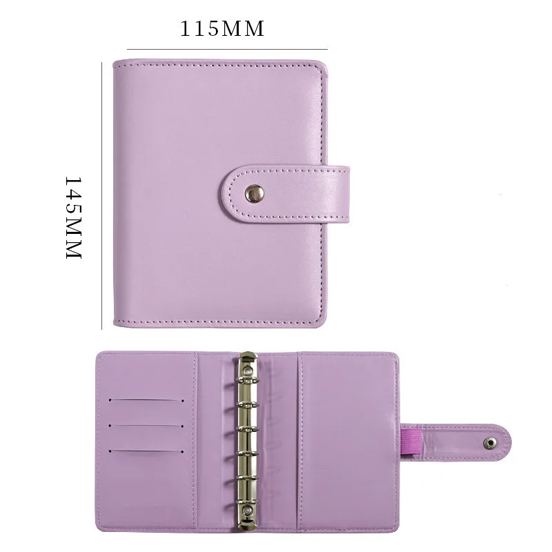 6-кольцо Macaron с отрывными листами A7 связующего Чехол-кошелек из искусственной кожи