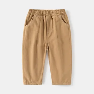 2026 New Boys' Korean Style Straight Denim Pants Long Cotton Fabric Printed Casual Winter Baby Pants Wholesale Clothes for Kids