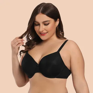 Wholesale Plus Size Smooth Thin Cup Bra for Big Chest Women European American Everyday Knitted Push-Up Bra Small Breathable