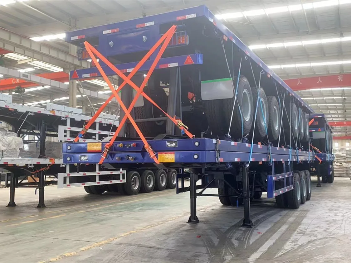 Vehicle Master 2 Axle 3 Axle 4 Axle 40 Ft 20 Ft Container Semi Trailer Flat Bed Flatbed Trailer for Sale