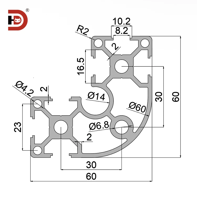 product industrial extruded aluminum profile 6630r semi circular 6060 curved aluminum alloy profile-3