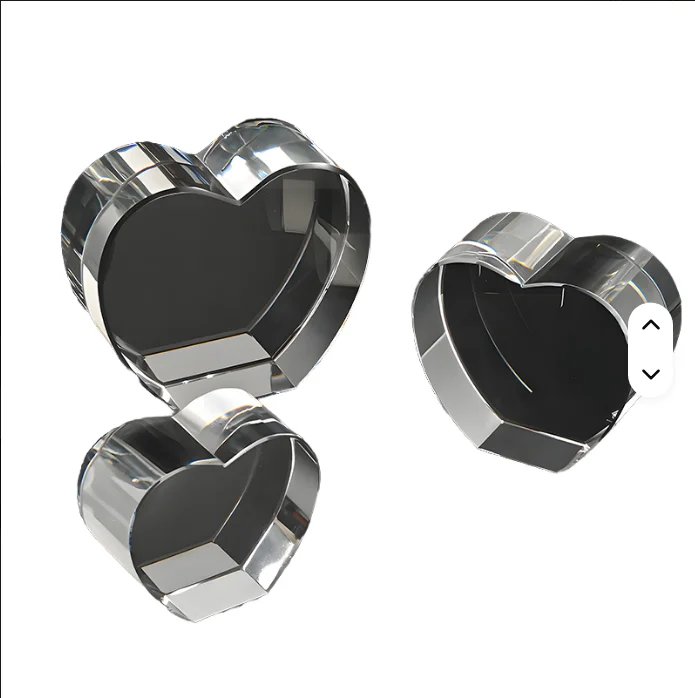 product small bridge wholesale creative clear glass blank heart customize 3d photo crystal heart for engraving souvenirs gift-4