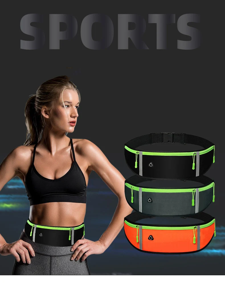 Letter Graphic Waterproof Nylon Fitness Fanny Packs Running Cycling Outdoor Sport Waist Belt Bag with Water Bottle Holder