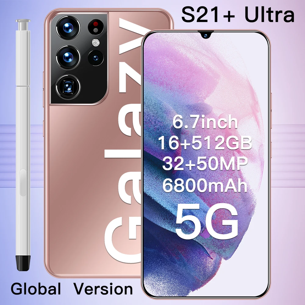 Глобальная версия оригинальный S21 Ultra 16GB + 512GB Android смартфон с поддержкой стилуса 4G 5G Сеть супер выносливость мобильного телефона