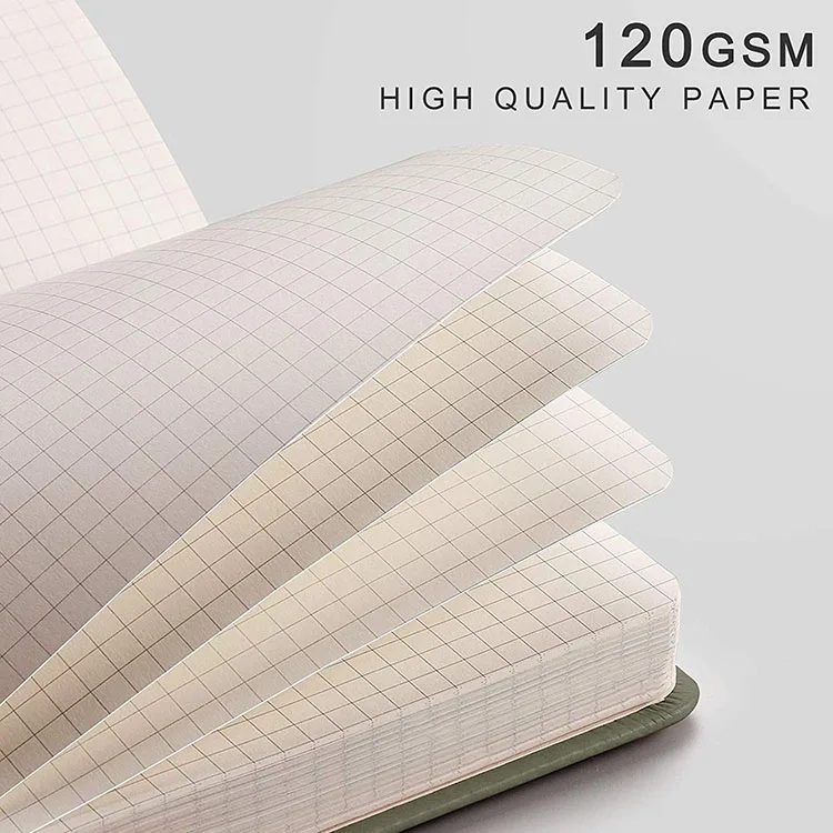 256 Pages A5 Journal Square Grid Notebooks for Work Executive Hardcover Leather Inner Pocket Pen Loop