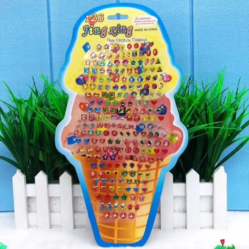 Fashion Cute 1 Sheet Cartoon Reward Crystal Stickers Toy Wonderful Children  Stickers Earring Stickers For Kids Funny Toy